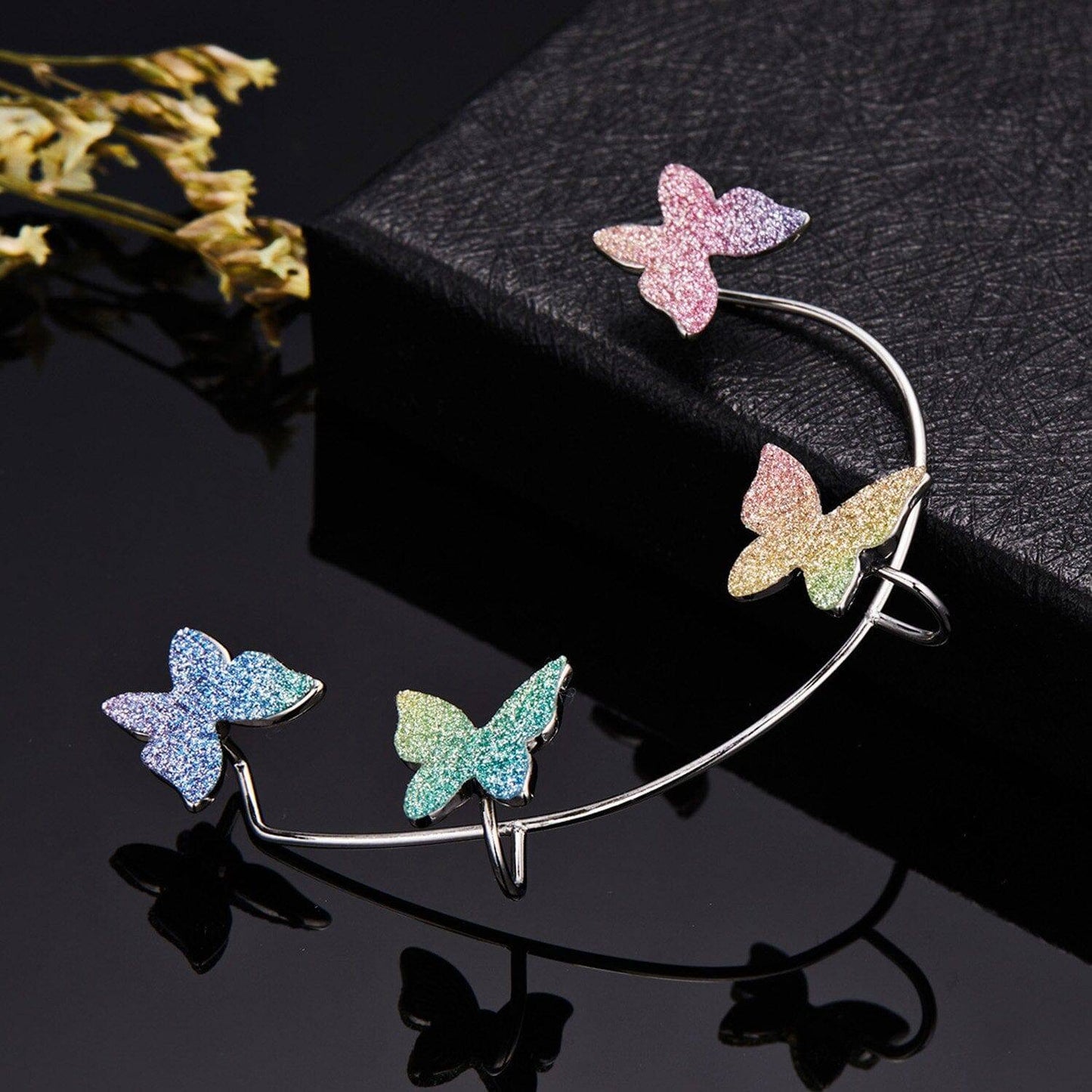 The Faye Rainbow Butterfly Cuff Earrings