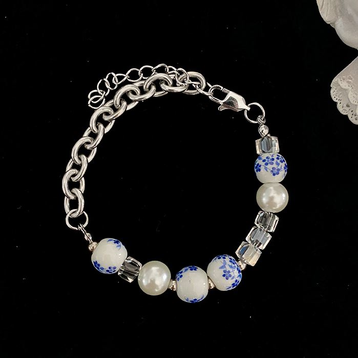 BLUE PEARL CHAIN BRACELET