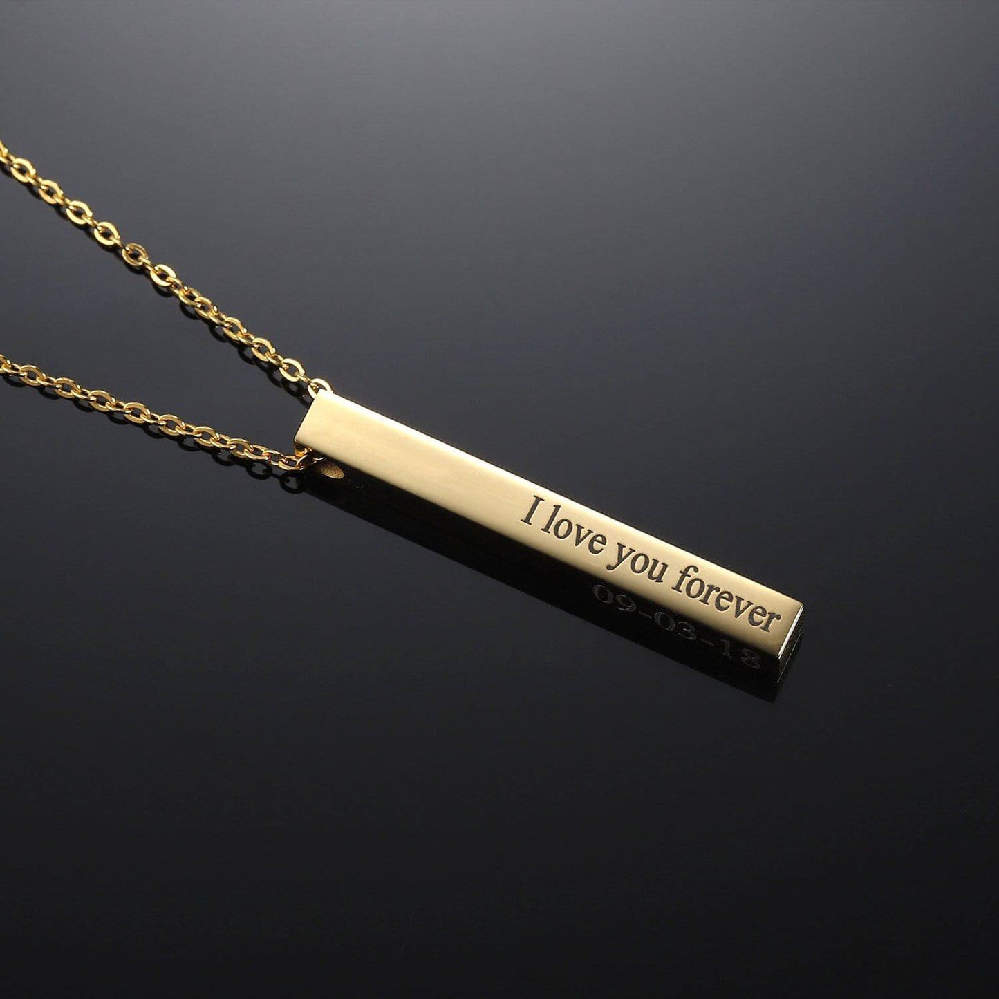 Engraved 3D Bar Necklace